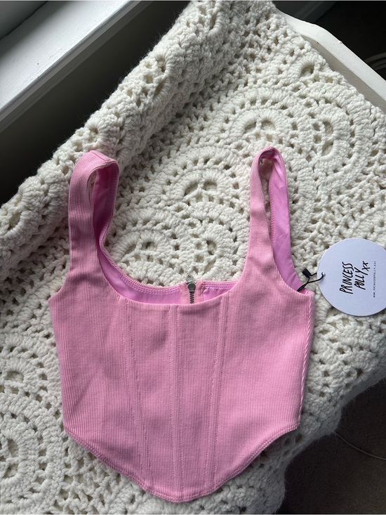 Princess Polly Tops - Princess Polly Pink Ribbed Corset Crop